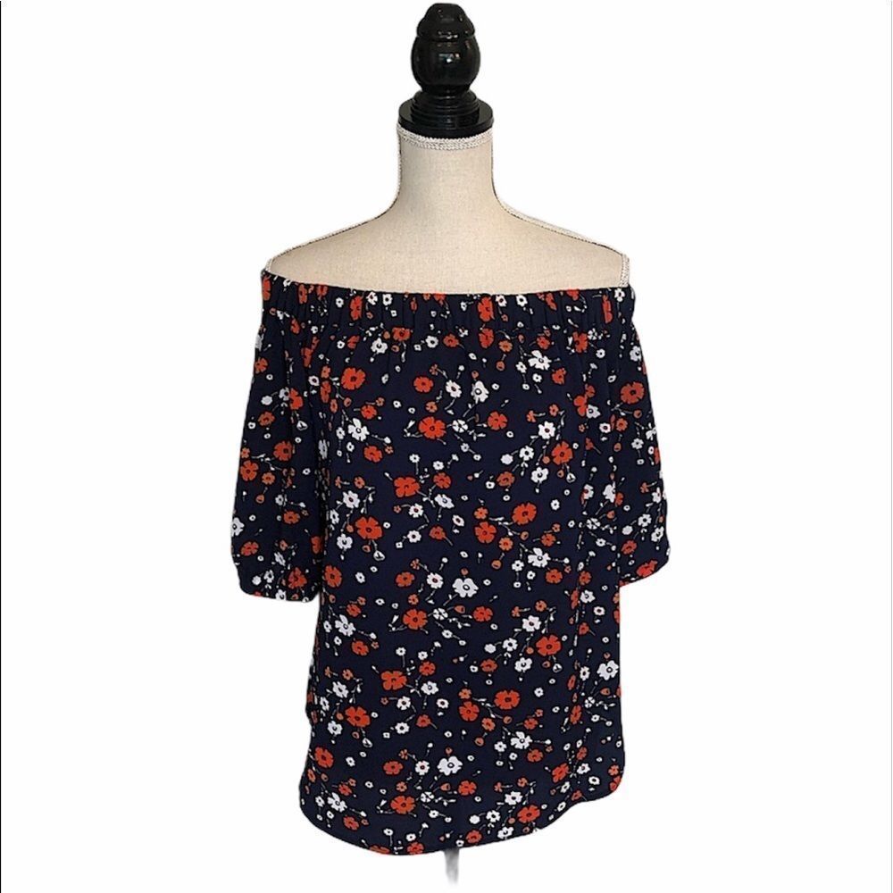 𝅺Michael Kors navy blue liberty flower blouse size XS/S/M